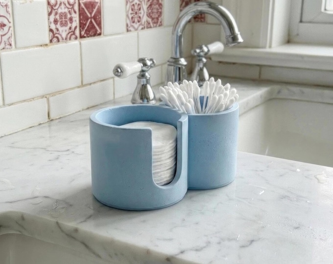 Q Tip Holder Cotton Pad Holder Matte Stone Vanity Organizer