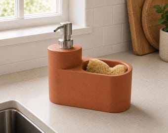 Handmade Minimalist Soap Pump, Sponge Holder, Dish Brush Organizer