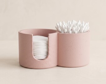 Cotton Swab and Cotton Round Holder, Minimalist Skincare Organizer for Bathroom Counter