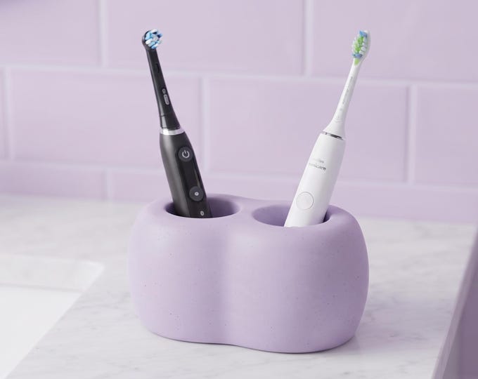 Electric Toothbrush Charging Stand, Brush Head Storage and Bathroom Counter Organizer