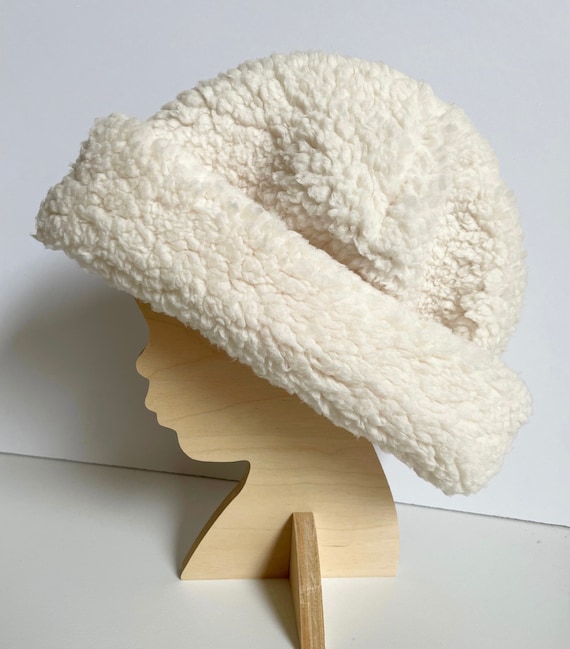Sherpa Cream Winter Beanie Hat, Fuzzy Soft white teddy Bear Hat, Kids Adult Matching Beanie, Warm Winter Hat, Fluffy Beanie, Slouchy Sherpa