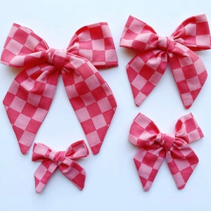 Pink Checkered Print Bow Pink Checkered Print Bow