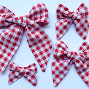 Red 4th of July Checkered Bow, 4th of July Gingham Bow, Fourth of July Red Bow, Bow,  Picnic Red Bow, Summer Retro Red Bow, Baby Headband