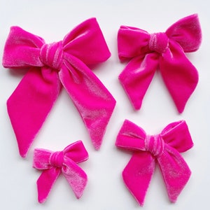 Neon Hot Pink Velvet Bow, Valentine Velvet hair bow, Hot Pink Valentines Velvet Bow, Light Pink Large Velvet Bow, Heart Bow, Headband Clip,