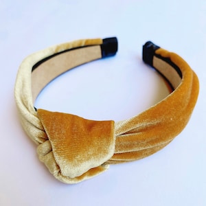 Gold Velvet Knotted Headband, Top Knot Headband Women, Christmas headband,  velvet Headband, Velvet Knot Headband, mommy and me