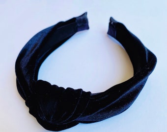 Black Velvet Knotted Headband, Top Knot Headband Women, Christmas headband, Velvet headband, Headband, Velvet Knot Headband, mommy and me