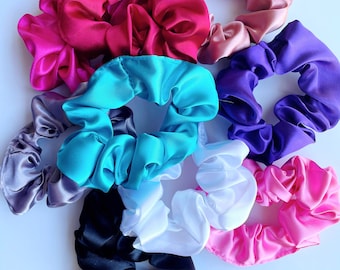 Silk Scrunchie, Valentine Silk Scrunchie, Hair tie accessory, Galentines gift, silk scrunchie, pink purple scrunchie, Valentine gift bff