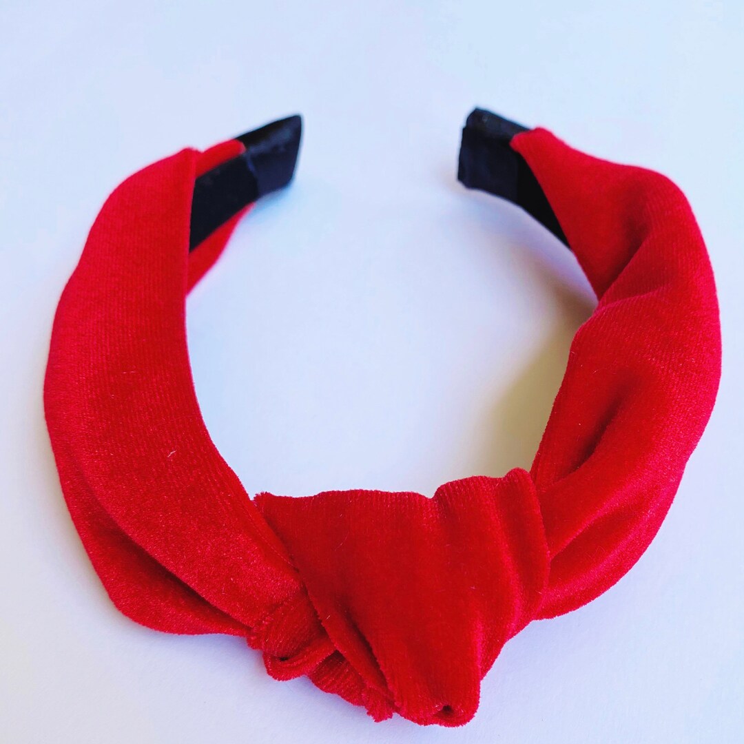 Red Velvet Knotted Headband, Top Knot Headband Women, Autumn Hair