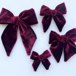Burgundy Velvet Bow, Christmas bow, Burgundy hair bow clip, Purple Wine Velvet large bow, Velvet headband, Velvet hair bow, Baby Headband