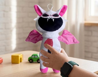 Rabie Baby Plush, Nightmare Critters Bat Stuffed Animal, Creepy Cute Horror Game Peripheral, Pink Monster Toy, Gamer Fan Art Gift