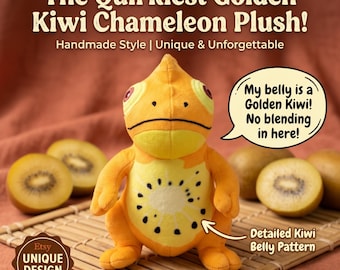 Rain World Yellow Lizard Plush, Golden Kiwi Fruit Fan Art Toy, Custom Scug Stuffed Animal, Kawaii Gamer Gift, Indie Game Plushie Decor