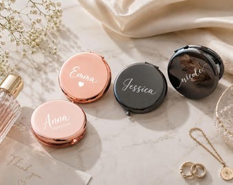 Personalized Makeup Mirror, Custom Name Compact Mirror, Bridesmaid Gift, Best Friend Gift, Birthday Gift for Women