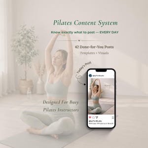 Sistema de contenido de Pilates para Instagram / 42 publicaciones listas para usar / Plantillas de Canva / Descarga digital
