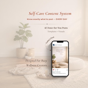 Sistema de contenido de Instagram para el autocuidado / 42 publicaciones listas para usar / Plantillas de Canva / Descarga digital