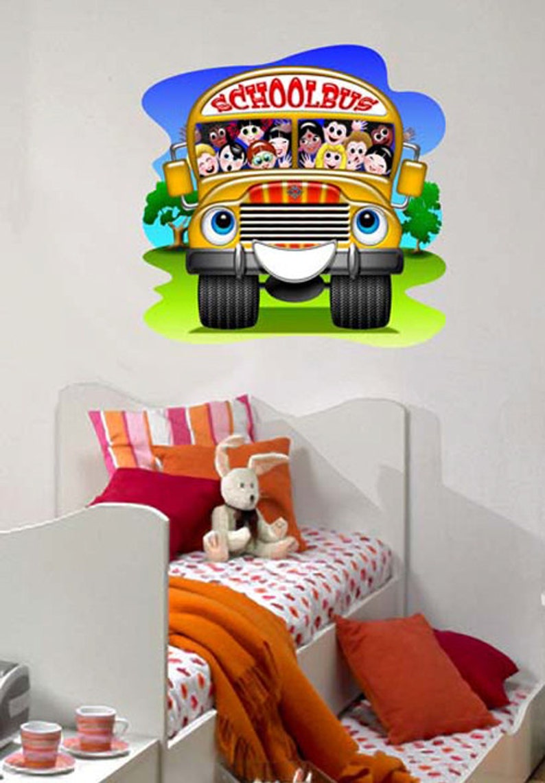Kids School Bus Children Full Color Wall Decal Vinyl Decor Art Sticker Removable Mural Modern B103