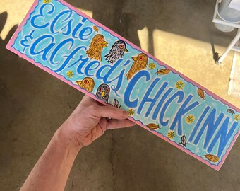 Hand Painted Chick Inn Sign - Chicken Coop, Chicken Decor