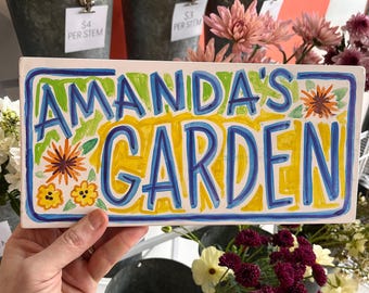 Custom Hand Painted Wooden Garden Sign: Personalized Outdoor Decor