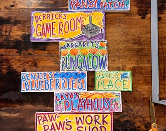 Hand Painted Garden Sign: Personalized Solid Wood, USA Made