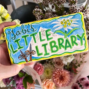 Personalized Little Library Sign: Hand Painted Rustic Wood