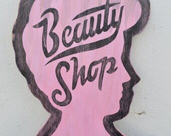 Vintage Inspired Beauty Shop Sign - Retro Inspired Sign - Hand Painted Sign