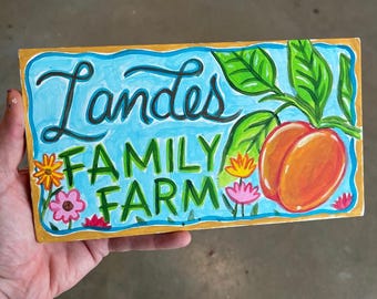Hand-Painted Family Farm Sign – Custom Wood Wall Art, Personalized Home Decor