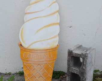 Vintage Inspired Ice Cream Cone Hand Painted Sign - 46" tall! - Retro Inspired Sign - Ice Cream Shop Sign