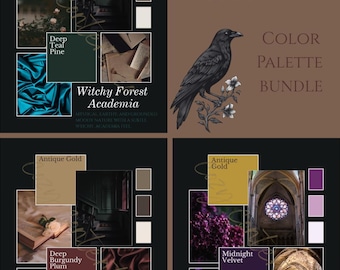 Pacchetto di palette di colori Dark Enchantment / 3 palette di branding per Canva / Kit di branding per attività legate agli animali domestici / Download digitale