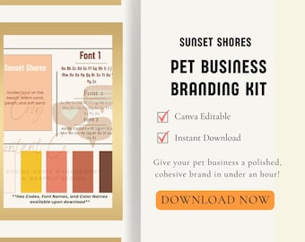 Kit di branding per attività legate agli animali domestici / Moodboard e palette modificabili con Canva (Sunset Shores)