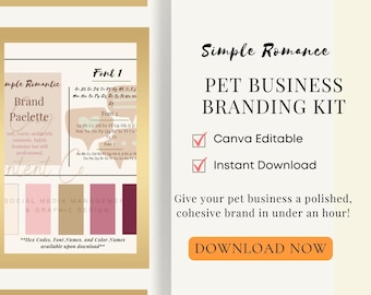 Kit di branding per attività legate agli animali domestici / Moodboard e palette modificabili con Canva (download digitale)