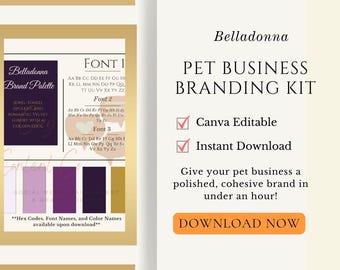 Kit di branding per attività legate agli animali domestici / Tavolozza e moodboard di Canva / Kit di branding per toelettatori, pet sitter, dog walker e addestratori di cani / Belladonna