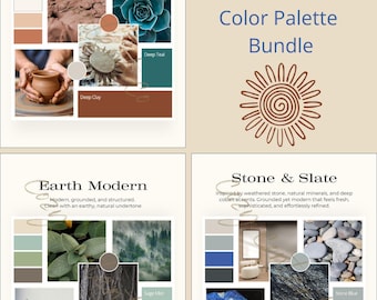 Pacchetto di palette di colori Terra e Pietra / 3 palette del marchio Canva (download digitale)