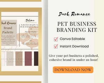 Kit di branding per attività di pet business in stile dark romance / Tavolozza di moodboard modificabile su Canva