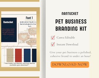 Kit di branding per attività commerciali di animali domestici a Nantucket / Moodboard modificabile su Canva (download digitale)