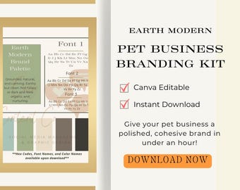 Kit di branding moderno per attività legate agli animali domestici / Moodboard modificabile su Canva (download immediato)