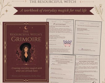 Digital Beginner Witch Grimoire | 222-Page Witchcraft Workbook & Printable Book of Shadows | The Resourceful Witch's Grimoire Full Digital