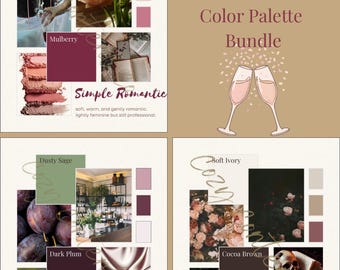 Pacchetto palette di colori romantici / 3 palette di marchi Canva / Kit di branding per attività legate agli animali domestici / Download digitale