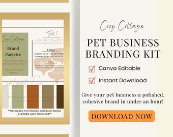 Kit di branding per attività legate agli animali domestici / Palette Canva "Cozy Cottage", moodboard (download immediato)