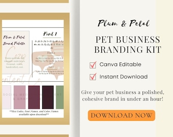 Kit di branding per attività legate agli animali domestici / Palette di colori Canva Plum & Petal (download digitale)