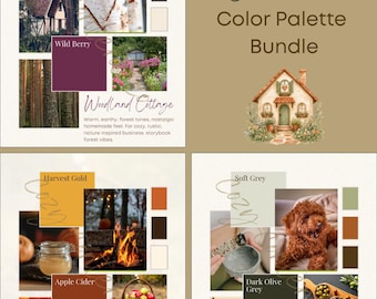 Pacchetto di palette di colori Cottage Collection / 3 palette di branding per Canva / Kit di branding per attività legate agli animali domestici / Download digitale