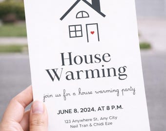 Housewarming Invitation Template, Editable Housewarming Invite, New Home Party Invitation, 5x7 Canva Template, Instant Download
