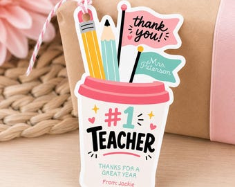 Teacher Appreciation Gift Tags Thank You Teacher Gift Tag School Printable Gift Tags Labels Editable Canva Template Instant Download | GT16