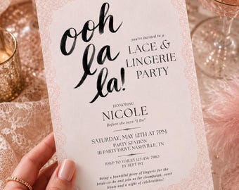 Invitación a fiesta de lencería y encaje Invitación a despedida de soltera con lencería Invitación a despedida de soltera con lencería Invitación a despedida de soltera