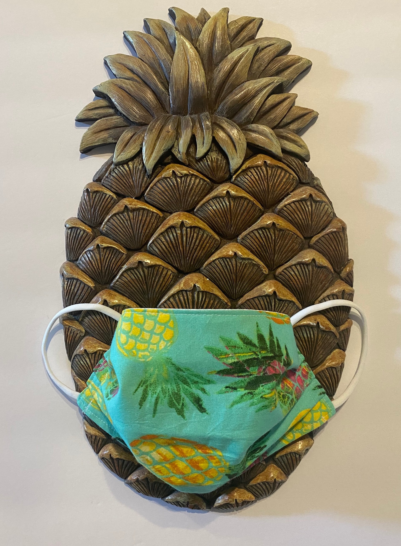 Pineapples in Green face mask Etsy