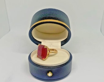 18k Solid Gold Size S - 55.22ct Recrystlized Ruby Ring - Twin of the 30million Estreall de Fura Ruby Ring