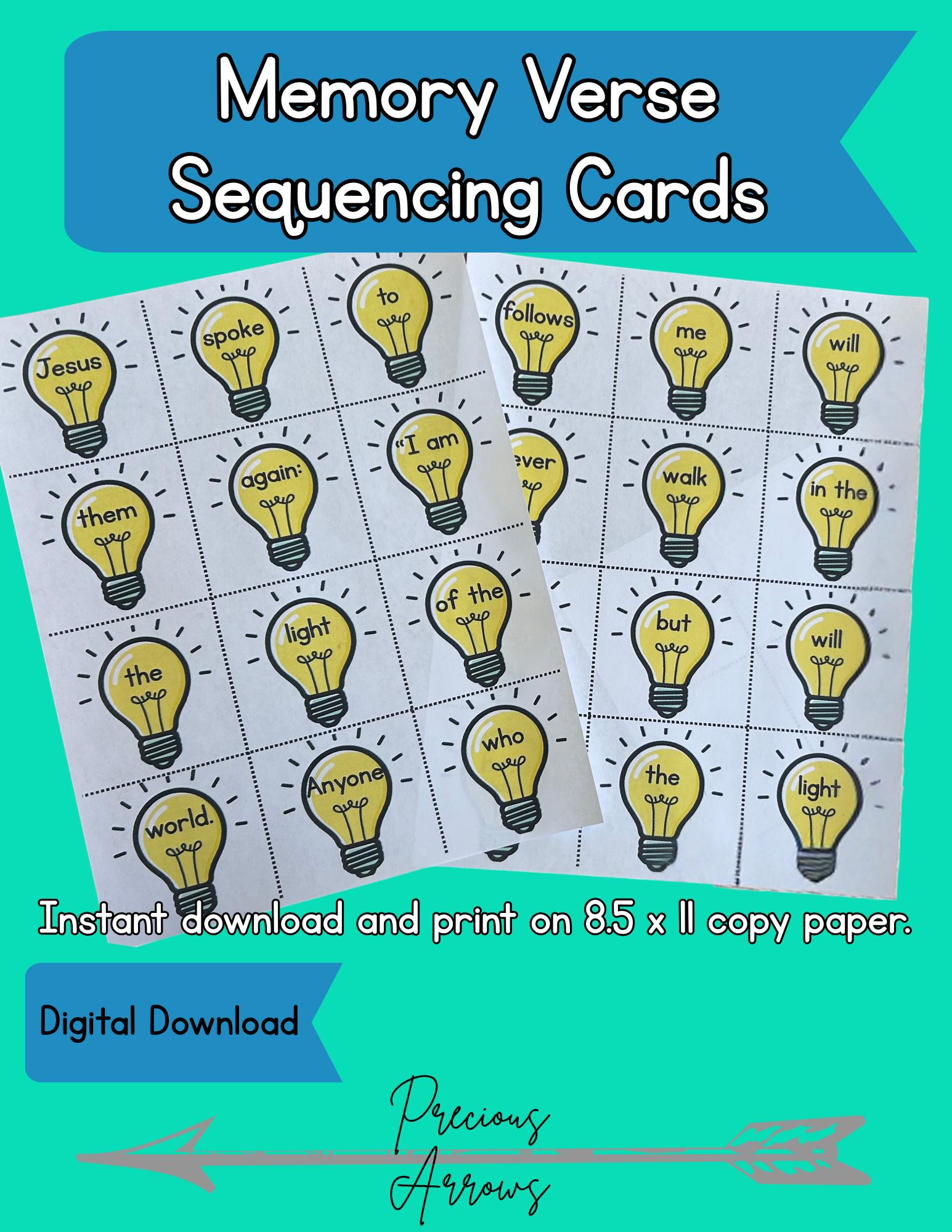 Memory Sequencing John 8:12 Memory Verse Sequencing Cards for Illumination Station VBS - Etsy