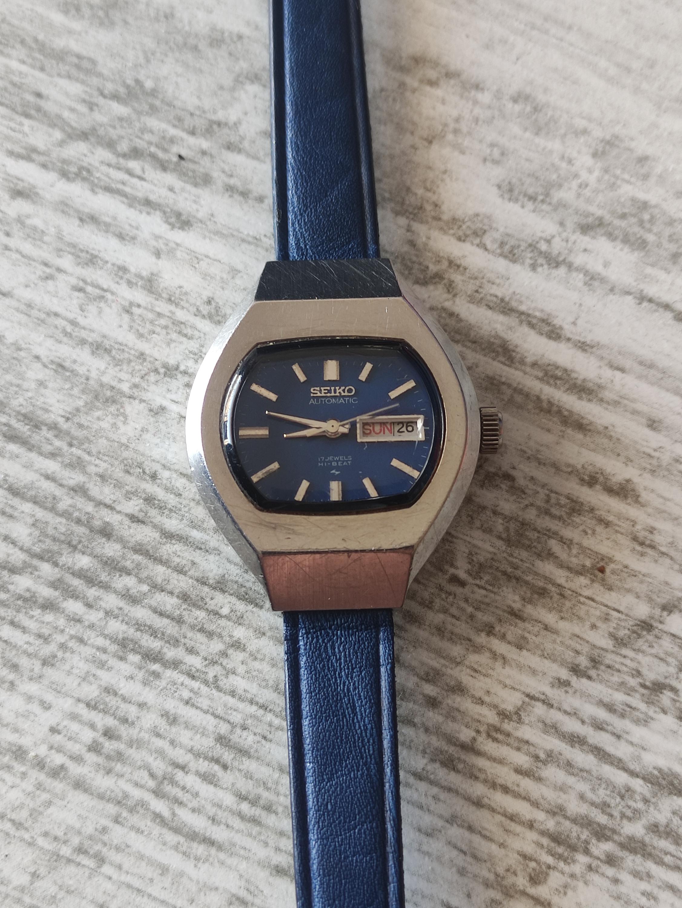 Vintage Seiko 2206-0118 Hi-Beat Blue Dial Automatic Watch 17 Jewels Stainless Ladies Seiko 2206-0118 Hi-Beat 17 Jewels Automatic Day Date  main image 4