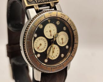 Raro reloj de pulsera vintage Camel Trophy Adventure - Hora mundial GMT - Ref. 4P40 - Reloj de pulsera coleccionable para hombre de la década de 1990