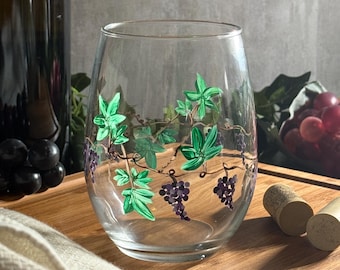 Copa de vino con estampado de vid