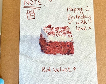 Tarjeta de cumpleaños con pastel de acuarela