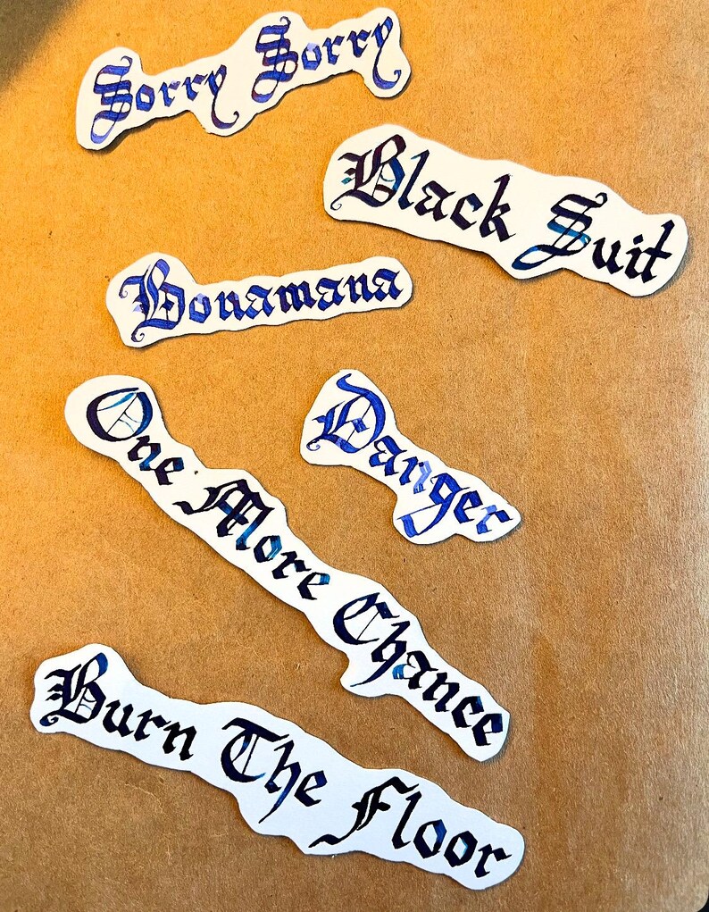 Custom Handwritten Gothic Calligraphy Stickers - Etsy